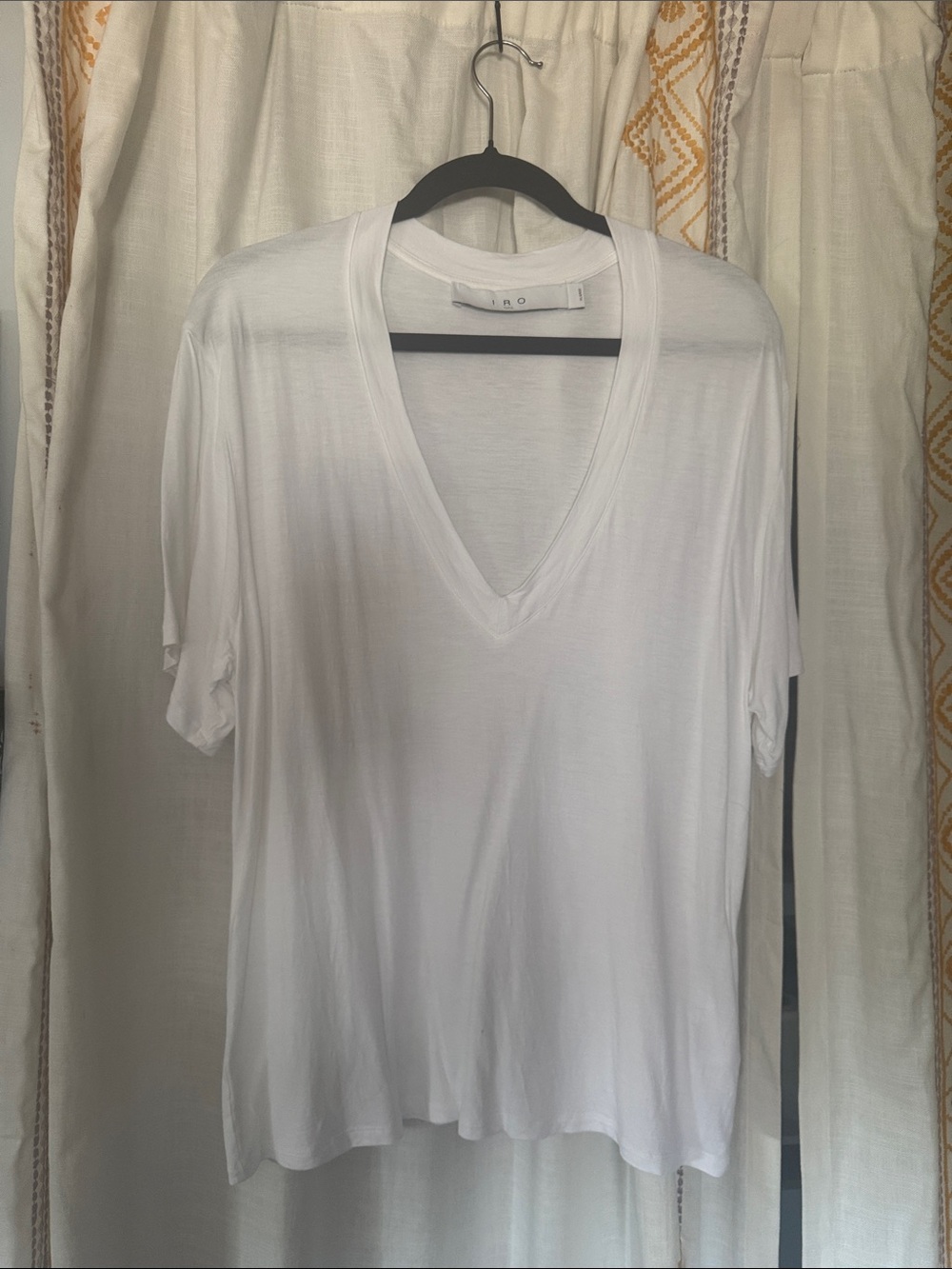 IRO Paris White Deep V-Neck Short Sleeve Tee XL